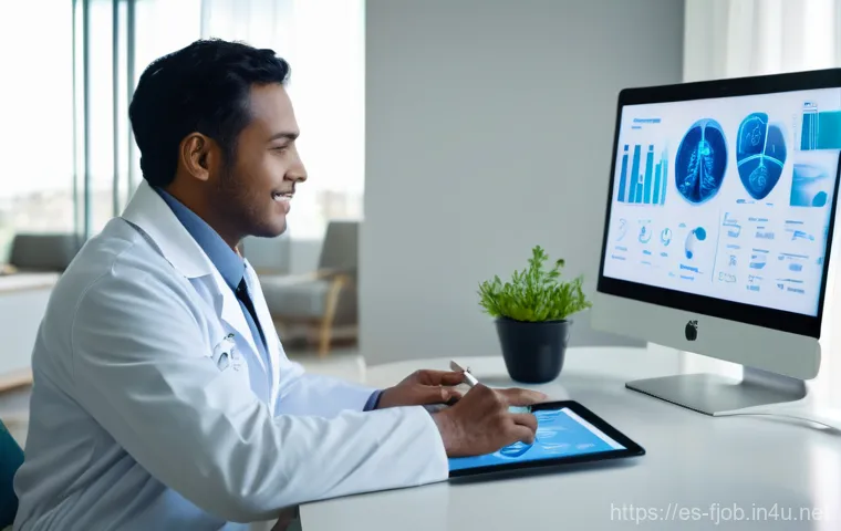 스마트 의료 기기 개발자 - **Prompt 2: The Innovators Behind Smart Medical Devices**
    "A dynamic, collaborative scene inside...